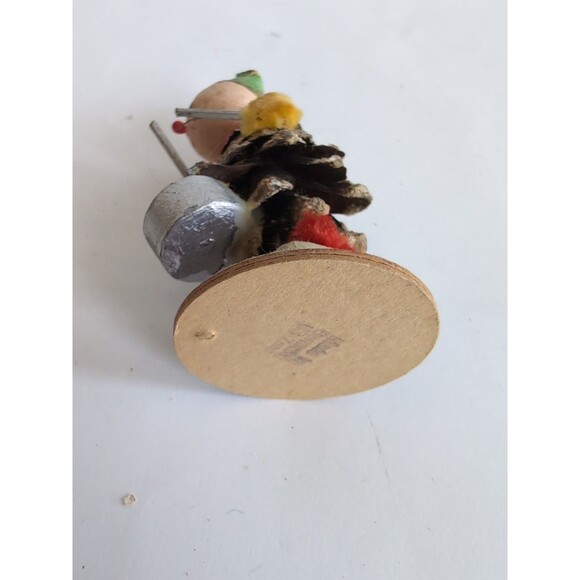 Vintage Christmas Putz Pinecone Elf Drummer Germany US ZONE - Picture 5 of 5